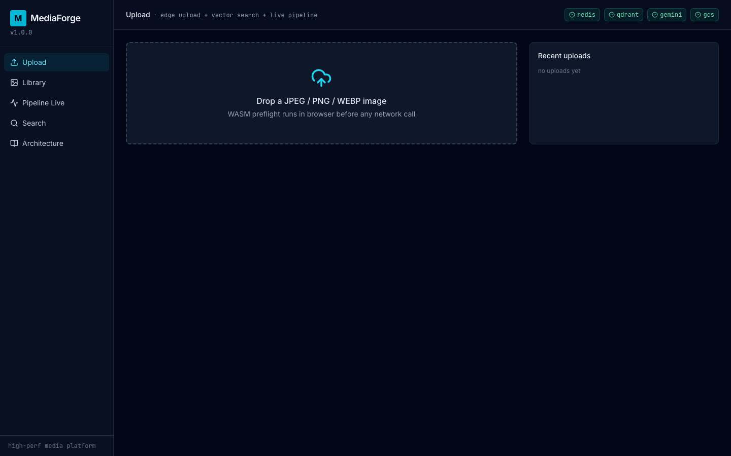 MediaForge — live demo screenshot
